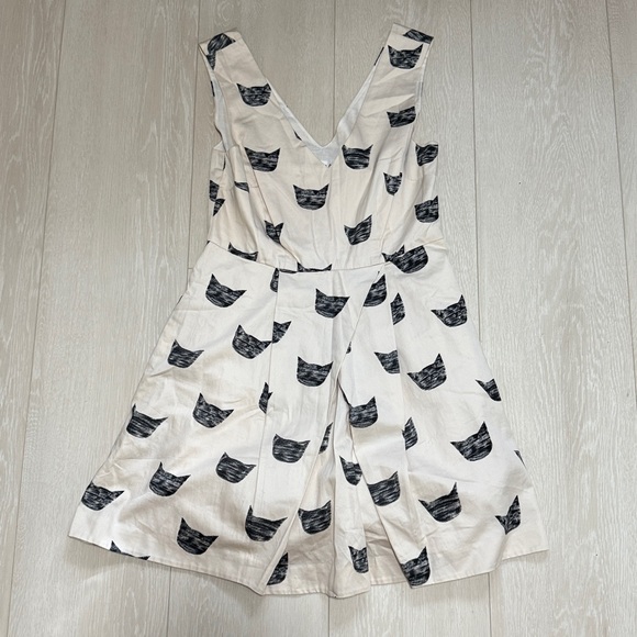 Anthropologie Feline Pattern Dress - Cream and Black - Picture 5 of 11
